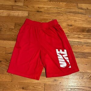 Nike Red Sports Shorts with White Logo (Kids XL)